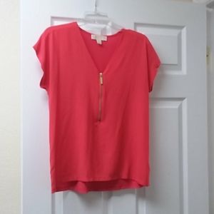Michael Kors short sleeve top with front zipper